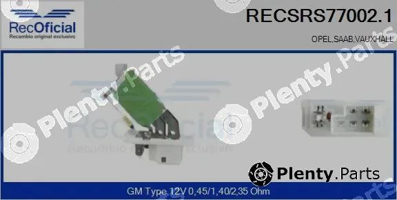Recoficial RECSRS77002.1 — Resistor, interior blower