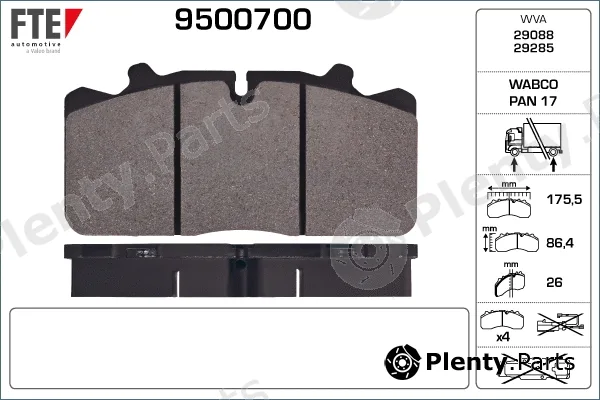 FTE 9500700 — Brake Pad Set, disc brake