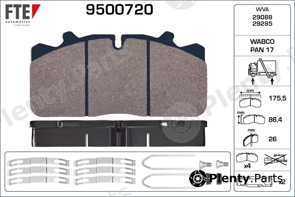 FTE 9500720 — Brake Pad Set, disc brake