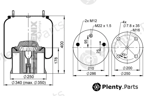 Phoenix 1D28B-11 — Bellow, air suspension Quality Range