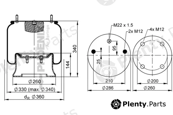 Phoenix 1D28A-12 — Bellow, air suspension Quality Range