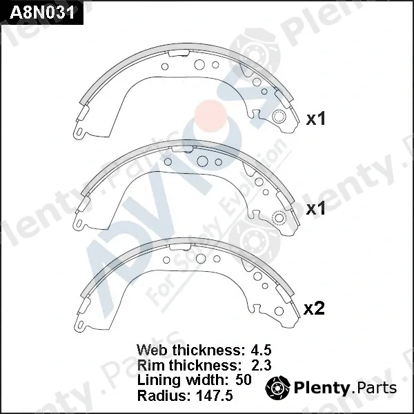 Advics A8N031 — Brake Shoe Set