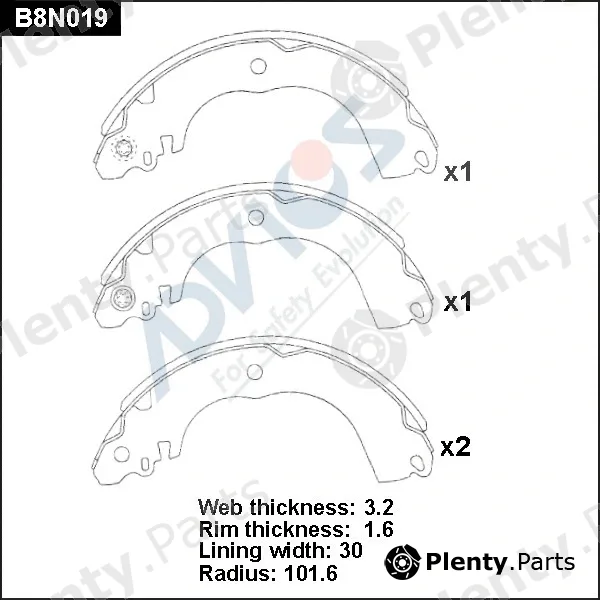 Advics B8N019 — Brake Shoe Set