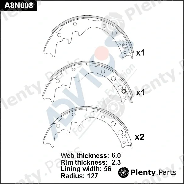 Advics A8N008 — Brake Shoe Set