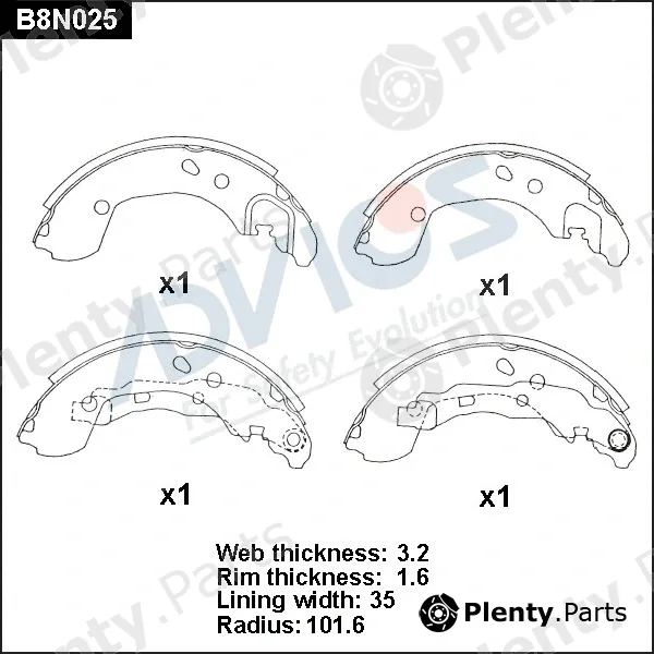 Advics B8N025 — Brake Shoe Set