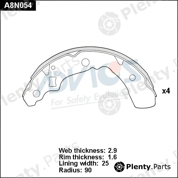Advics A8N054 — Brake Shoe Set