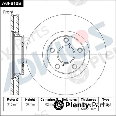 Advics A6F610B — Brake Disc