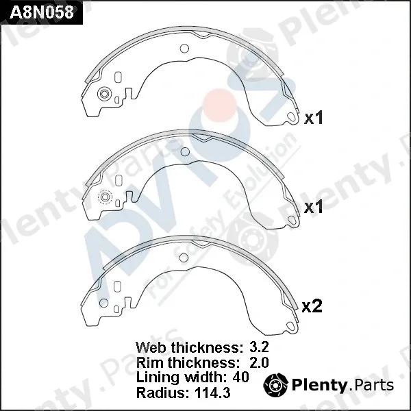 Advics A8N058 — Brake Shoe Set