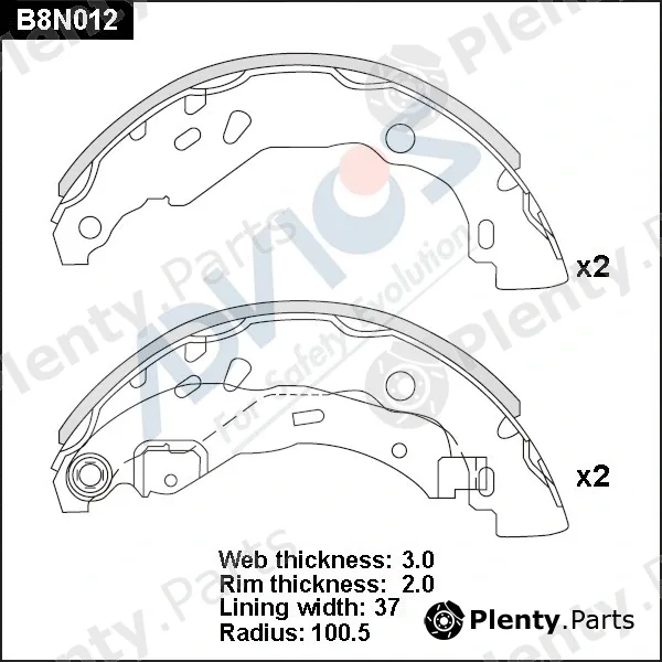 Advics B8N012 — Brake Shoe Set