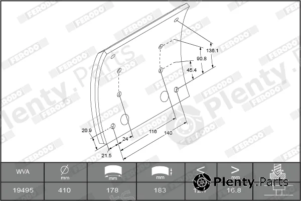 Ferodo K19487.9-F3660 — Brake Lining Kit, drum brake PREMIER