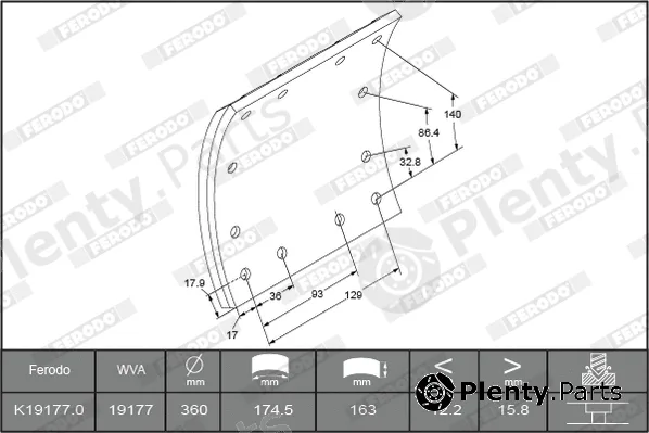 Ferodo K19177.1-F3661 — Brake Lining Kit, drum brake PREMIER