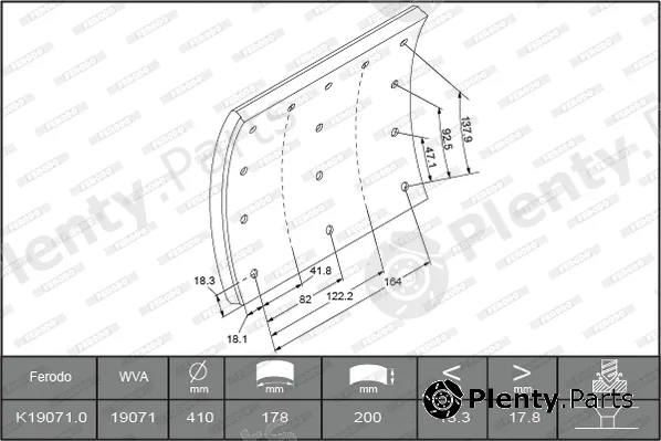 Ferodo K19071.0-F3660 — Brake Lining Kit, drum brake PREMIER