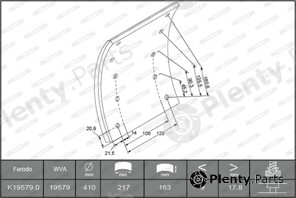 Ferodo K19579.0-F3539 — Brake Lining Kit, drum brake PREMIER