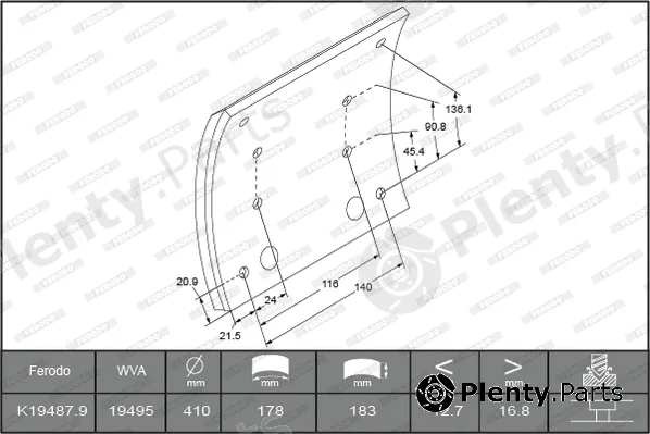 Ferodo K19487.0-F3664 — Brake Lining Kit, drum brake TARGET