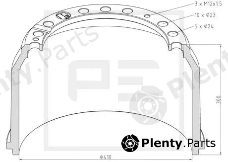 PE Automotive 036.403-00A — Brake Drum