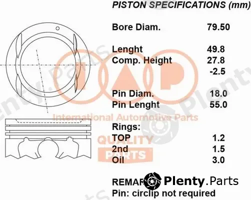 Iap Quality Parts 100-20037 — Piston