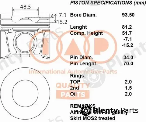 Iap Quality Parts 100-11071 — Piston