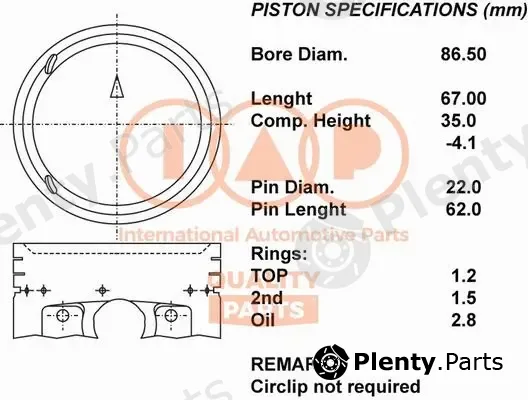 Iap Quality Parts 100-12058 — Piston