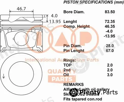 Iap Quality Parts 100-20091 — Piston