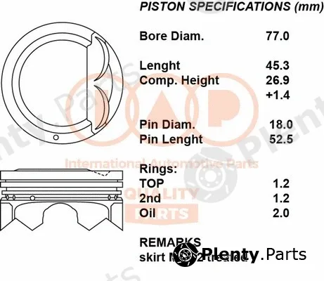 Iap Quality Parts 100-21100 — Piston