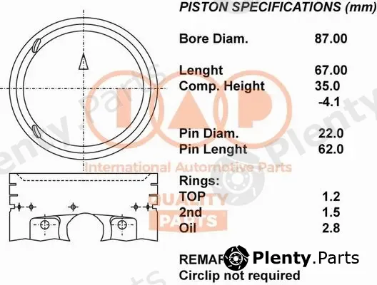 Iap Quality Parts 100-12059 — Piston