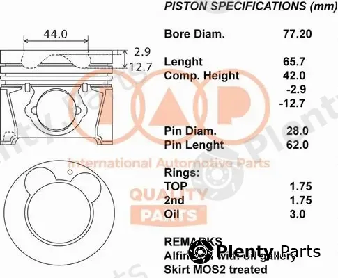 Iap Quality Parts 100-21104 — Piston