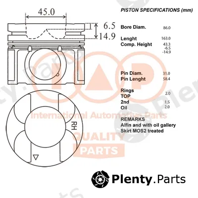 Iap Quality Parts 100-15033 — Piston