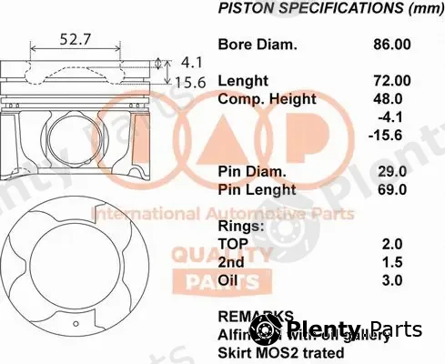 Iap Quality Parts 100-17202 — Piston