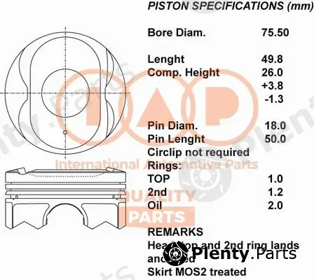 Iap Quality Parts 100-12121 — Piston