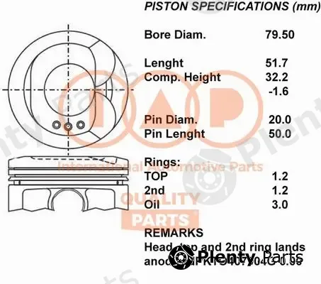 Iap Quality Parts 100-17117 — Piston