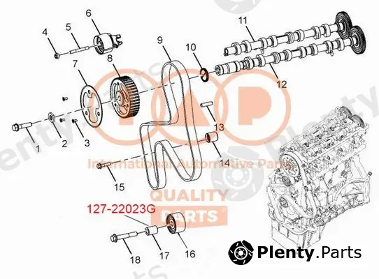 Iap Quality Parts 127-22023G — Tensioner Pulley, timing belt