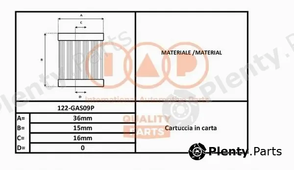 Iap Quality Parts 122-GAS09P — Fuel Filter