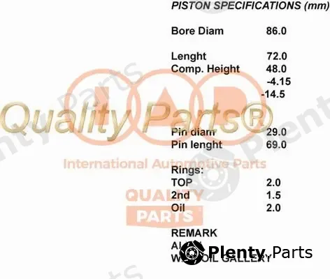 Iap Quality Parts 100-17198 — Piston