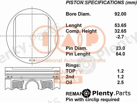 Iap Quality Parts 100-15056 — Piston