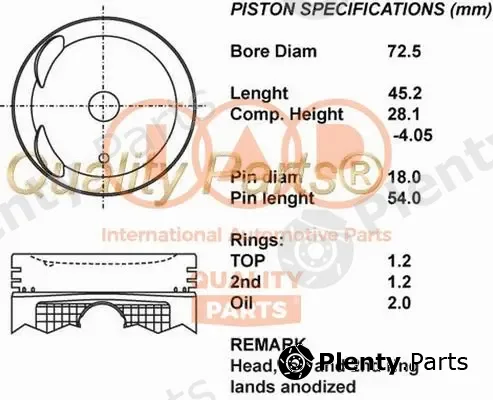 Iap Quality Parts 100-03101 — Piston
