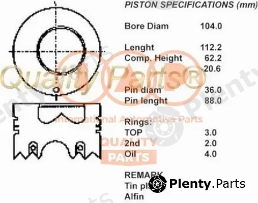 Iap Quality Parts 100-12102 — Piston