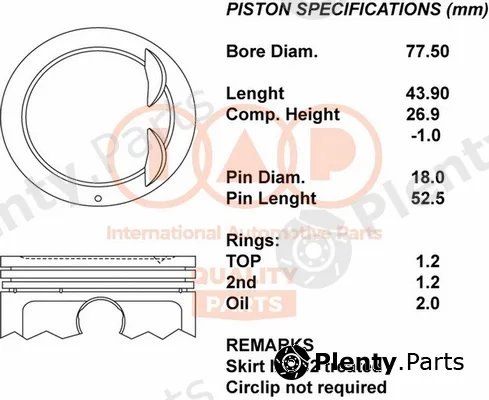 Iap Quality Parts 100-21103 — Piston