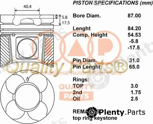 Iap Quality Parts 100-13166 — Piston