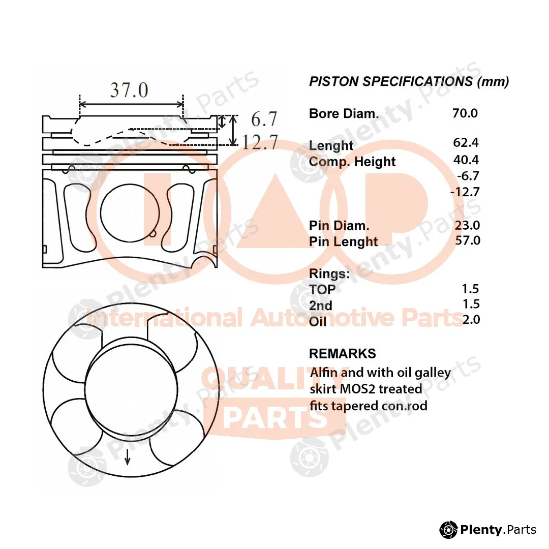 Iap Quality Parts 100-20081 — Piston