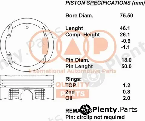 Iap Quality Parts 100-12093 — Piston