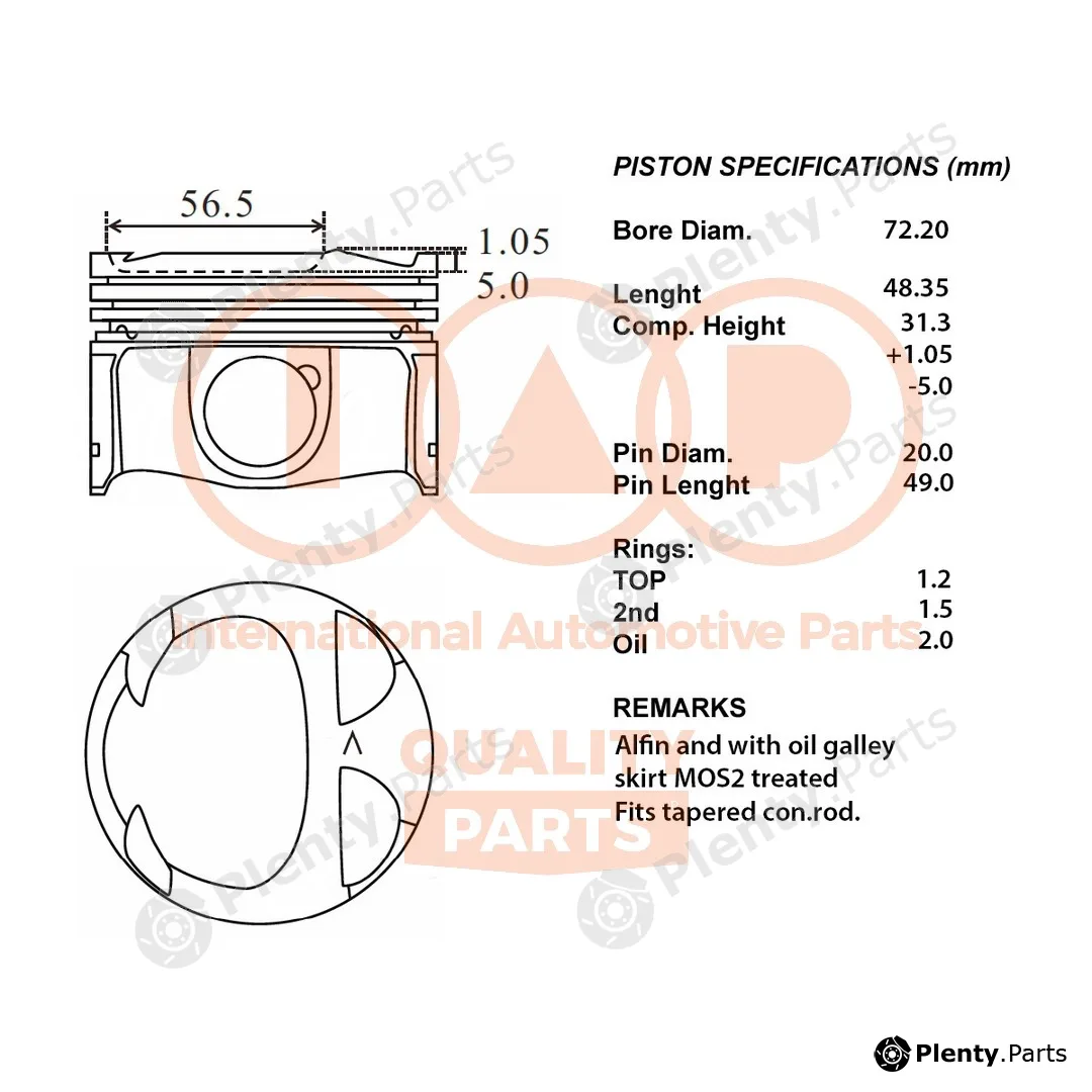 Iap Quality Parts 100-13116 — Piston