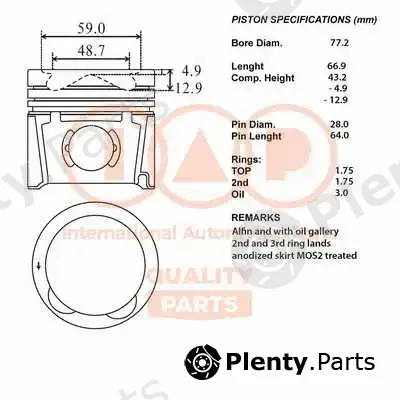 Iap Quality Parts 100-21108 — Piston