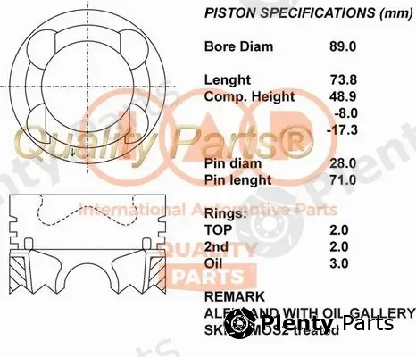 Iap Quality Parts 100-13150 — Piston