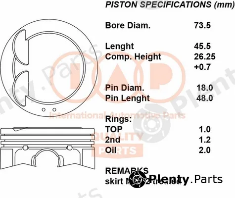 Iap Quality Parts 100-16065 — Piston