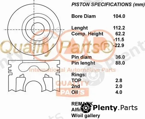 Iap Quality Parts 100-12103 — Piston