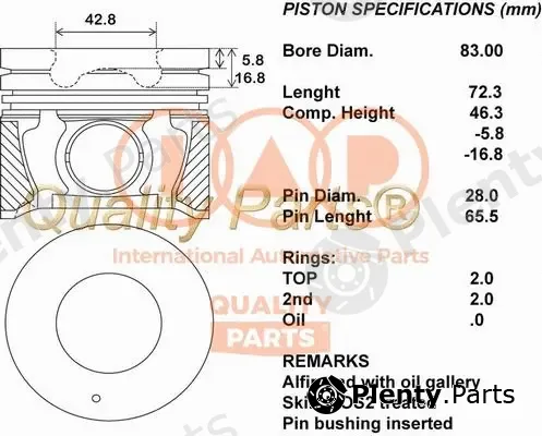 Iap Quality Parts 100-07188 — Piston