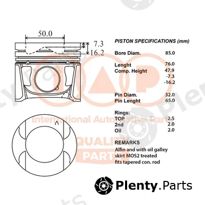 Iap Quality Parts 100-13220 — Piston