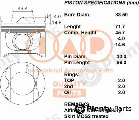 Iap Quality Parts 100-12091 — Piston