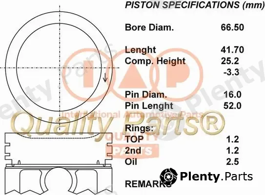 Iap Quality Parts 100-00104 — Piston