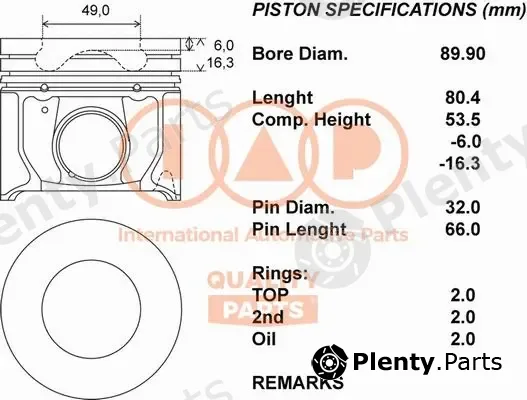 Iap Quality Parts 100-14038 — Piston